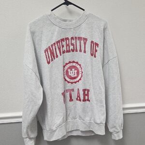 University of Utah Crewneck Sweater - Gray and Red